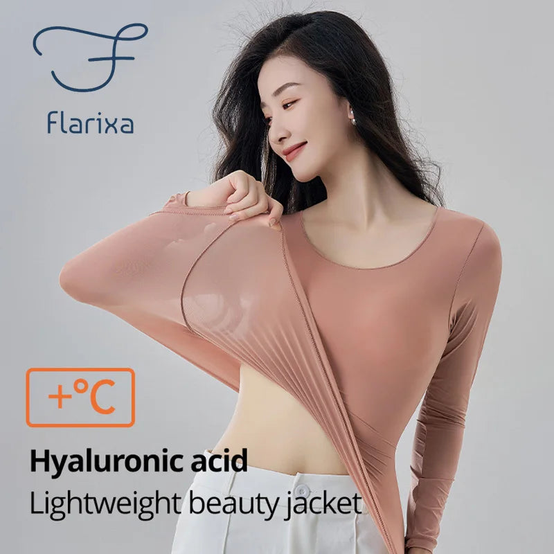 Flarixa Women's Winter Thermal Underwear Top - 37° Constant Temperature, Seamless, Comfortable