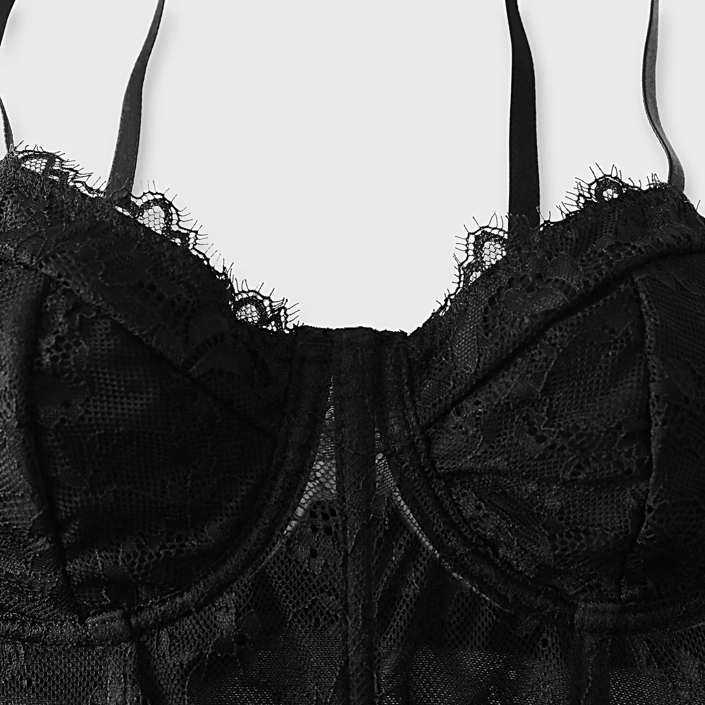 Sexy Schwarzer halbtransparenter BH Mesh Push Up Bralet Damen Tube Top Korsett Bustier Weste Club Party Crop Top Elegante Dessous