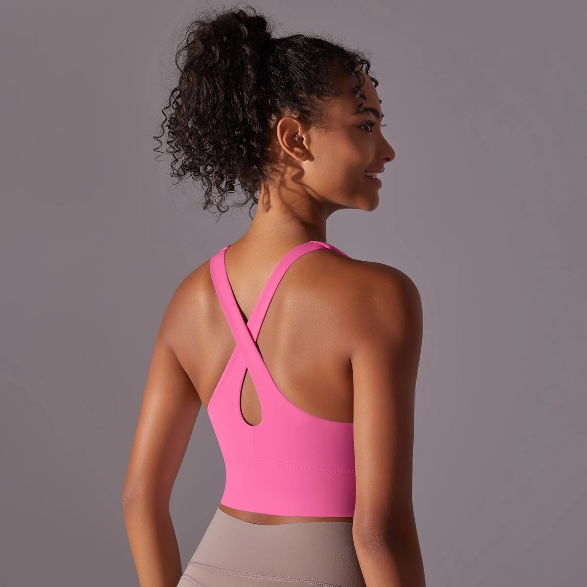 Sexy Damen-Sport-BH-Top aus Nylon – enges, elastisches Fitnessstudio, Yoga-BHs, bauchfreies Top