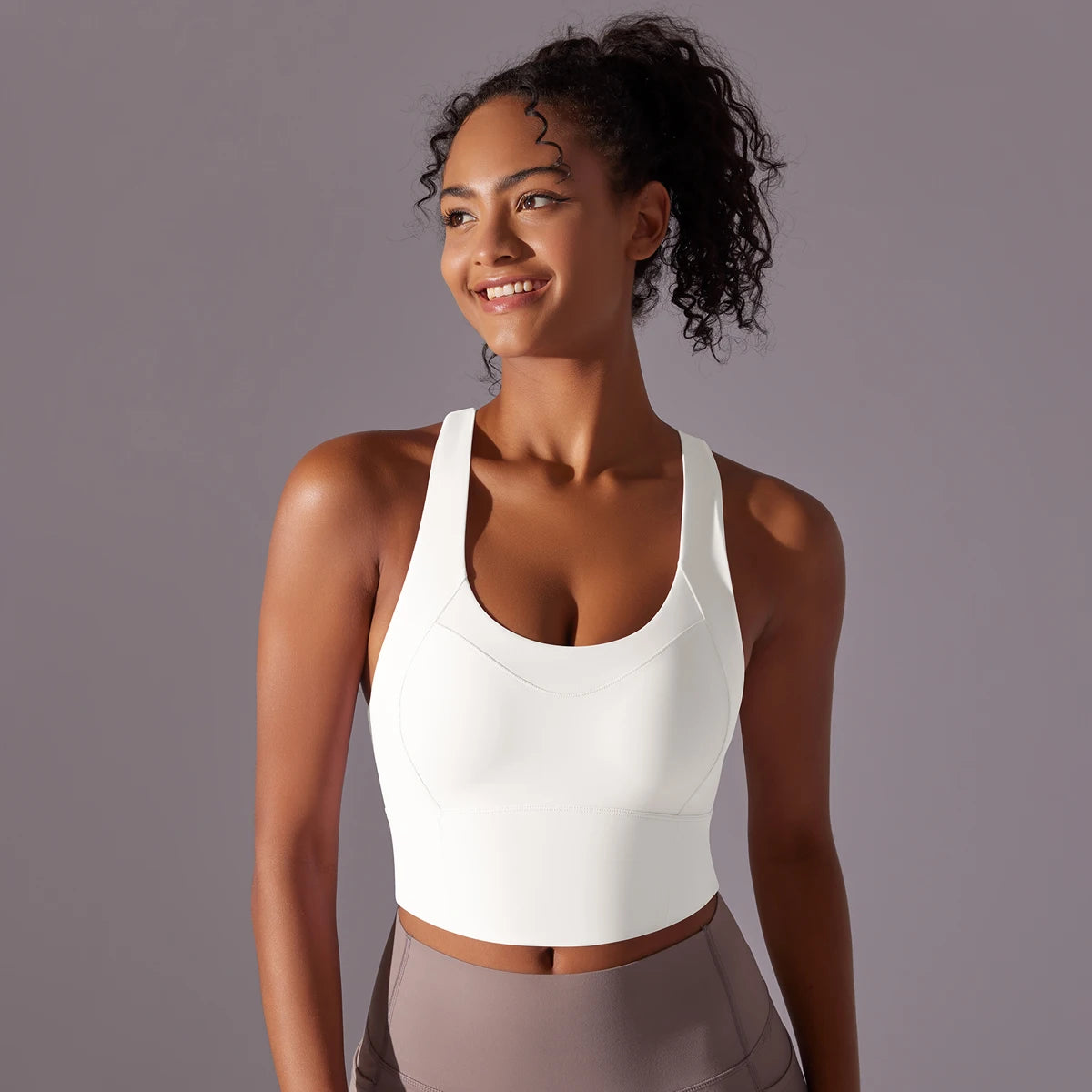 Sexy Damen-Sport-BH-Top aus Nylon – enges, elastisches Fitnessstudio, Yoga-BHs, bauchfreies Top