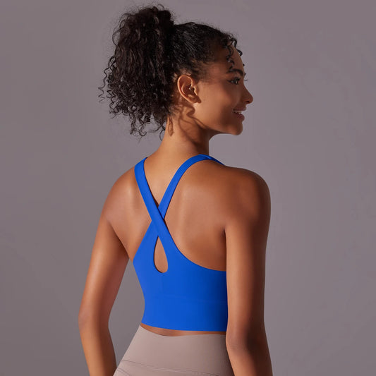 Sexy Damen-Sport-BH-Top aus Nylon – enges, elastisches Fitnessstudio, Yoga-BHs, bauchfreies Top