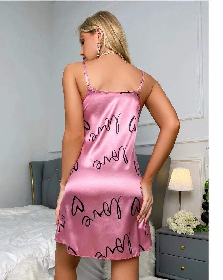 Camisón de satén sexy sin mangas para mujer - Camisón de lencería para dormir