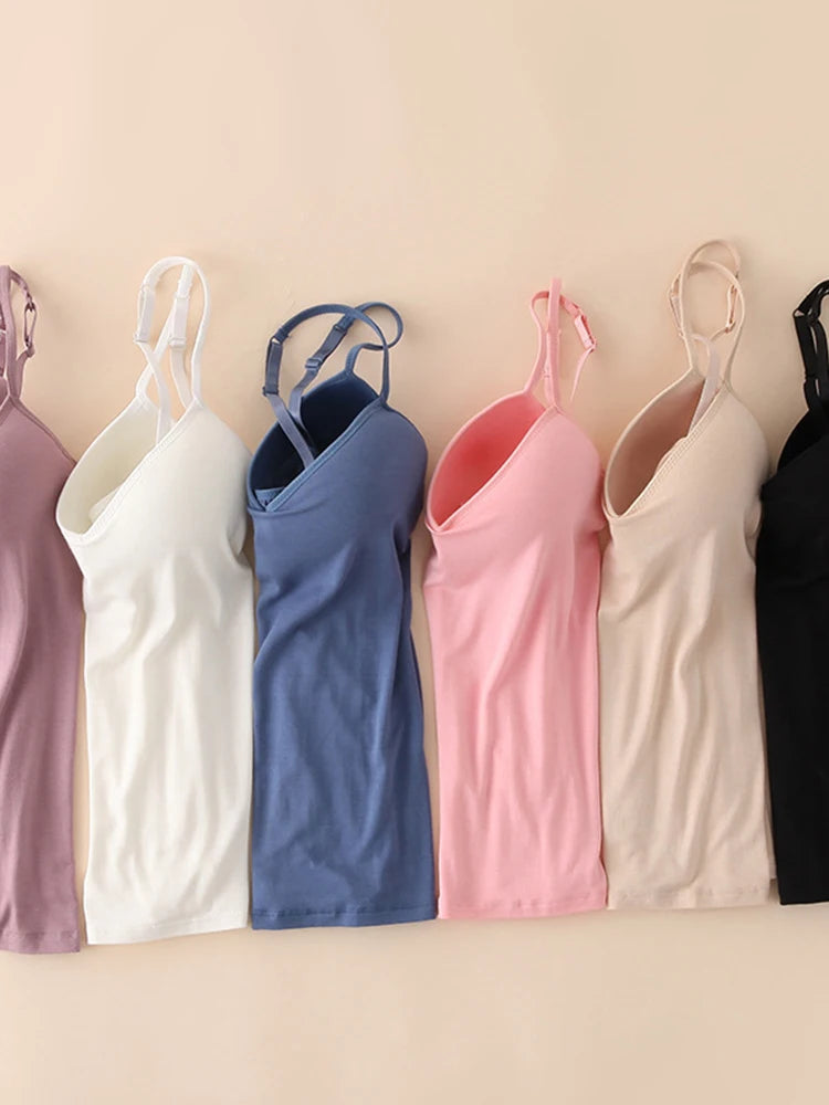 Gepolsterter BH für Damen, Spaghettiträger, V-Ausschnitt, Camisole-Tanktop – Komfort und Stil