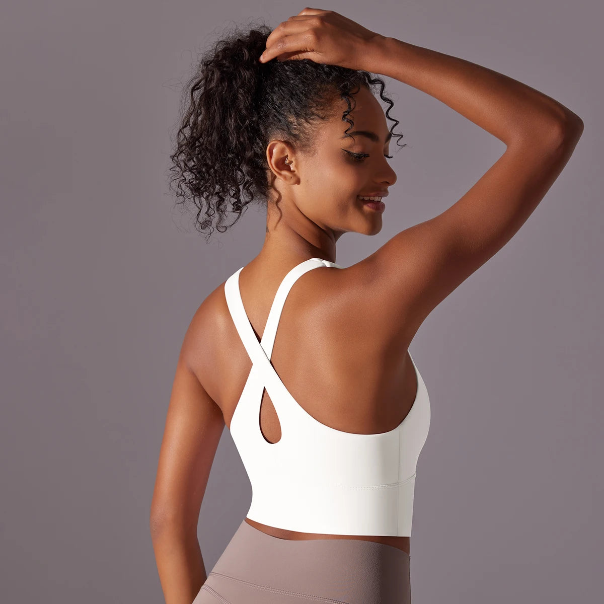 Sexy Damen-Sport-BH-Top aus Nylon – enges, elastisches Fitnessstudio, Yoga-BHs, bauchfreies Top