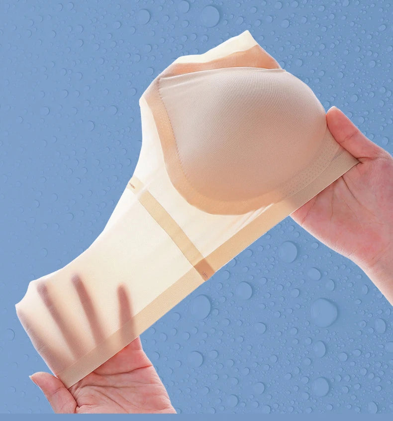 2 Stück ultradünner nahtloser Eisseiden-BH für Damen – bügelloses Bralette, Sling mit schönem Rücken, M-4XL