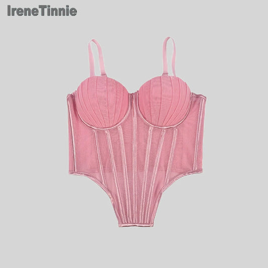 IRENE TINNIE Women's Mesh Transparent Corset - Sexy Fashion Tops 2025