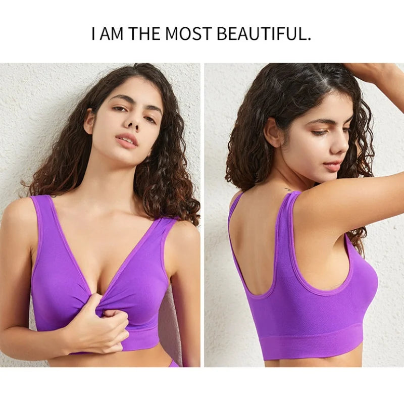 Women's Seamless Push-Up Sports Bra - Breathable, Unwired, No Pads, Sizes M - 5XL
