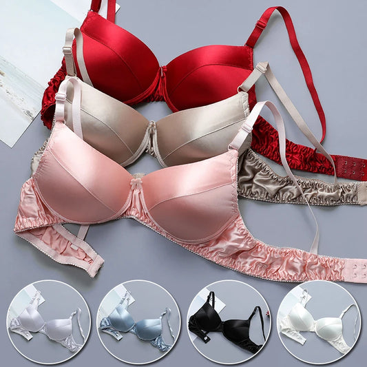 Sujetador push up 100 % seda morera: lencería femenina ultrafina, transpirable y sexy.