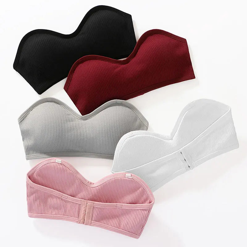 3Pcs Strapless Bras Women Bandeau Bra Top Sexy Invisible Seamless Underwear Female Sexy Lingerie Cotton Tops Removable Pads