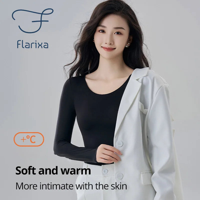 Flarixa Women's Winter Thermal Underwear Top - 37° Constant Temperature, Seamless, Comfortable
