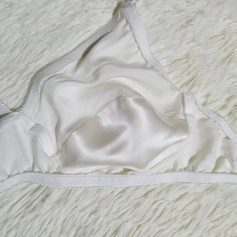 Damen-Push-Up-BH aus Eisseide, ultradünn, atmungsaktiv, bequem – nahtlose Satin-Unterwäsche in reiner Farbe
