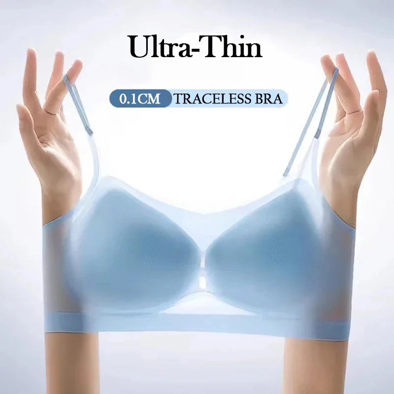 2 Stück ultradünner nahtloser Eisseiden-BH für Damen – bügelloses Bralette, Sling mit schönem Rücken, M-4XL
