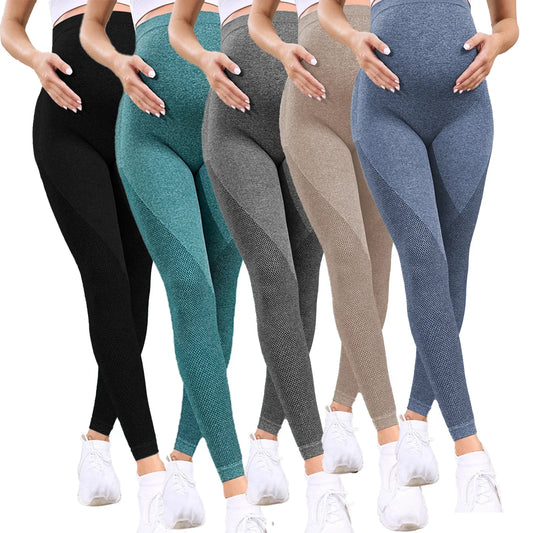 Pantalones de yoga premamá para mujer, largos y ajustados, ideales para hacer ejercicio y para uso deportivo.