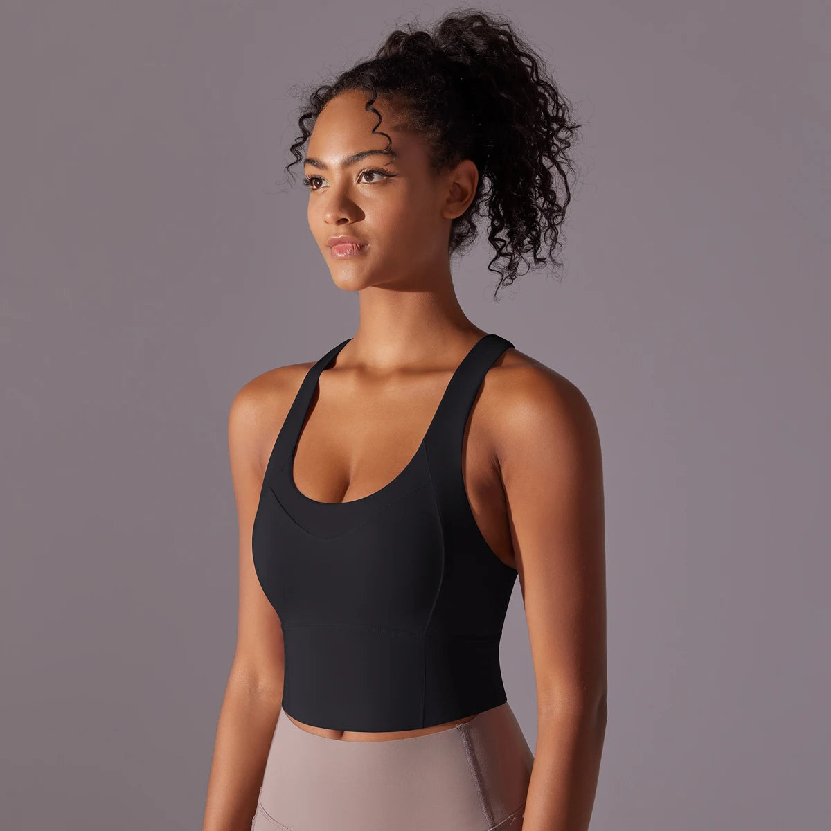 Sexy Damen-Sport-BH-Top aus Nylon – enges, elastisches Fitnessstudio, Yoga-BHs, bauchfreies Top