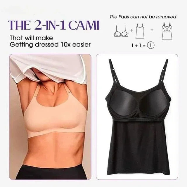 Cami-BH für Damen mit integrierter gepolsterter Weste – rosa Oberteil, ideal für Pyjamas und Homewear