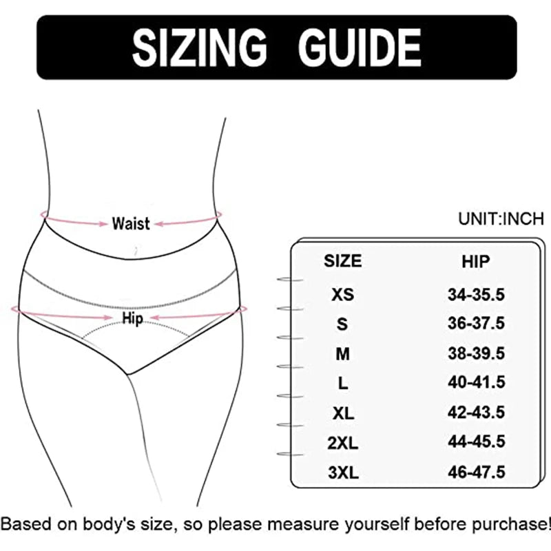 FINETOO Leak Proof Menstrual Panties for Women, S - XL, High Waist, Waterproof