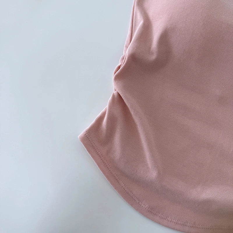 Summer Sexy Women's Camisole with Pleated Waist, All-in-one Beautiful Back & Breast Pads