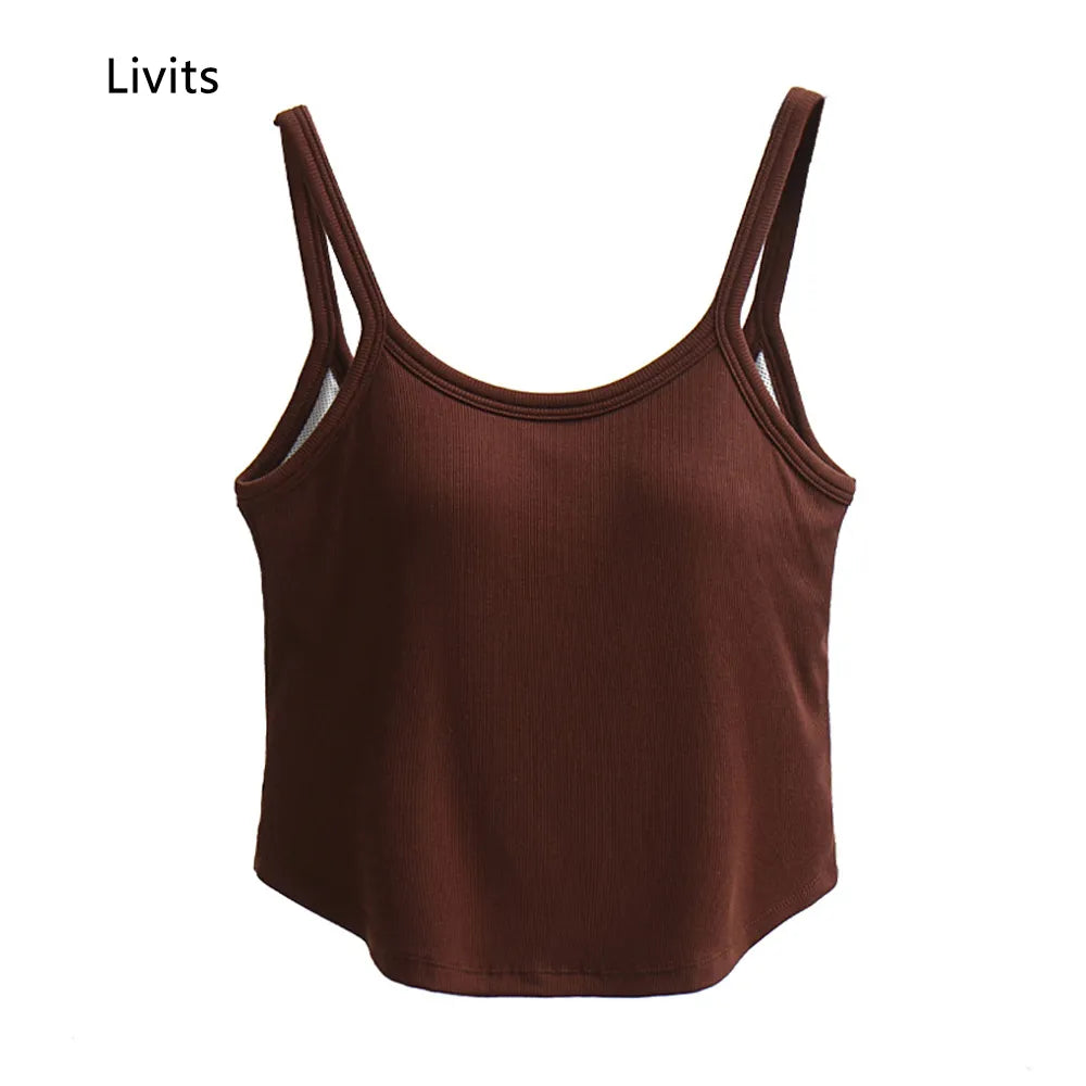 Women's Sexy Casual Korean Ribbed Cropped Tank Top - Bra Camisole, Sando, Singlet Vest