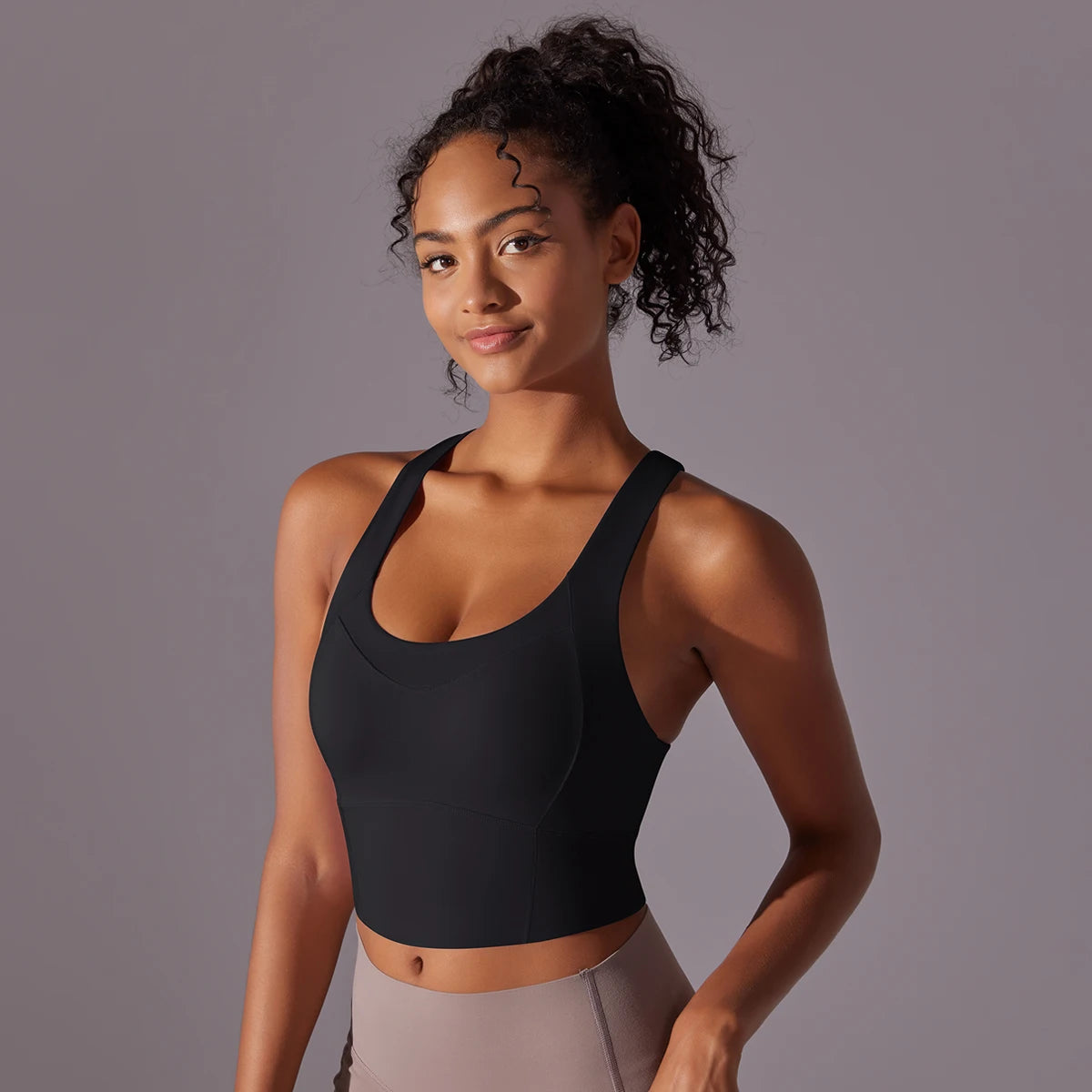 Sexy Damen-Sport-BH-Top aus Nylon – enges, elastisches Fitnessstudio, Yoga-BHs, bauchfreies Top