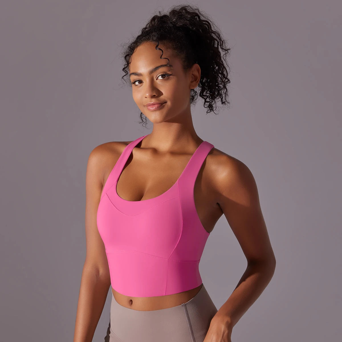 Sexy Damen-Sport-BH-Top aus Nylon – enges, elastisches Fitnessstudio, Yoga-BHs, bauchfreies Top