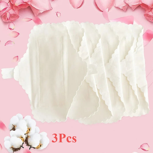 3 compresas de algodón reutilizables antifugas, lavables y antialérgicas, de 18 cm, para la menstruación femenina.