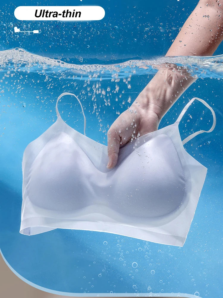 2 Stück ultradünner nahtloser Eisseiden-BH für Damen – bügelloses Bralette, Sling mit schönem Rücken, M-4XL