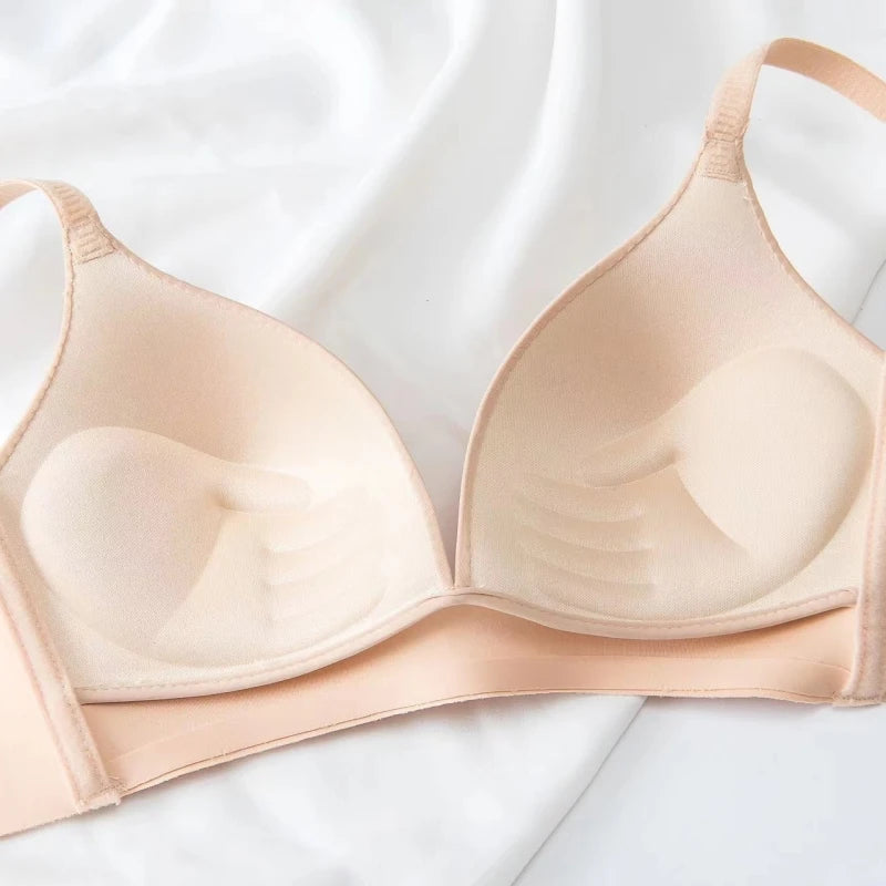 Nahtlose BHs im japanischen Stil ohne Bügel für Damen – Bralette ohne Stahlring, 3/4-Körbchen, glänzende Damenunterwäsche