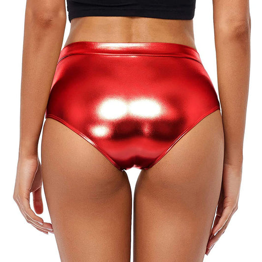 Sexy Rave Dance Costume Women's Metallic Shiny Booty Shorts Skinny Panties Hot Short Pants for Carnival Club Party Bottoms