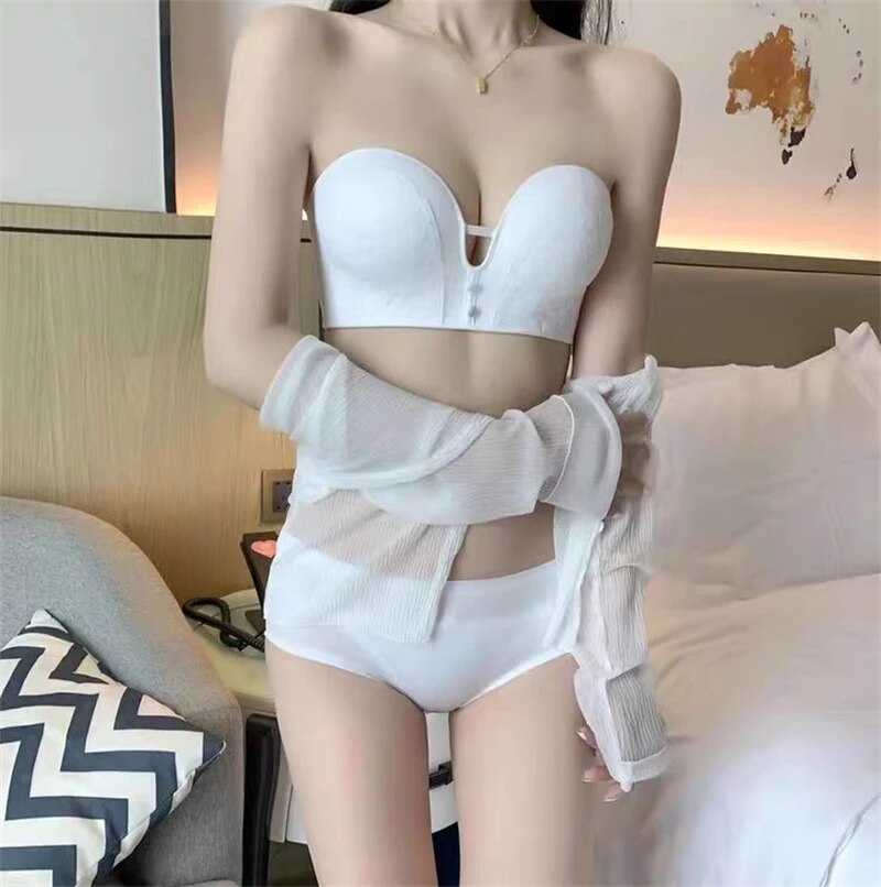 Ropa interior para mujer con pecho pequeño: fruncida, sin aros de acero, antiflacidez, tirantes desmontables, antideslizante, sujetador sexy.