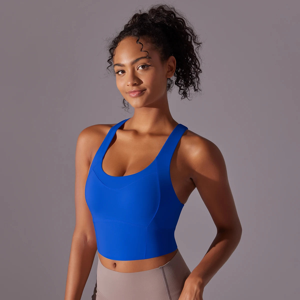 Sexy Damen-Sport-BH-Top aus Nylon – enges, elastisches Fitnessstudio, Yoga-BHs, bauchfreies Top