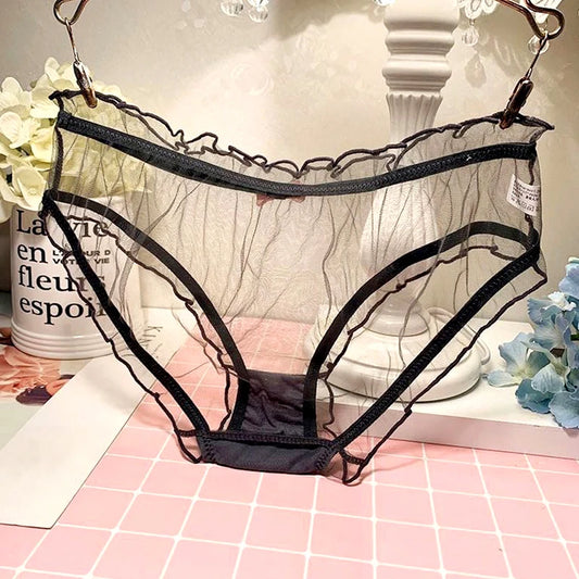 Bragas de encaje sexys, ropa interior para mujer, bragas de moda ahuecadas, bragas para niña, bragas transparentes de cintura baja sin costuras, lencería
