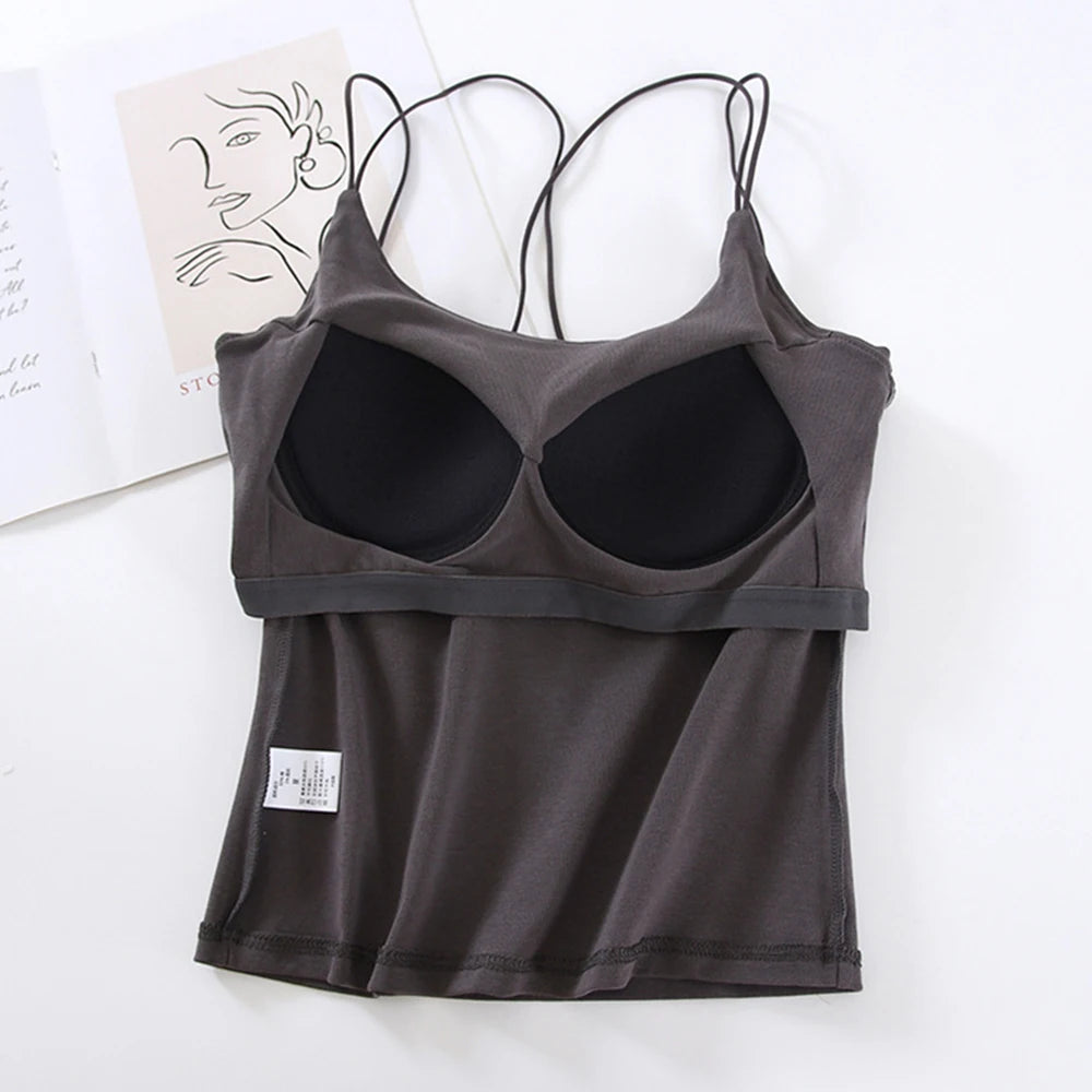 Women's Sexy Casual Sleeveless Bra Tank Top - Korean Style SA1547