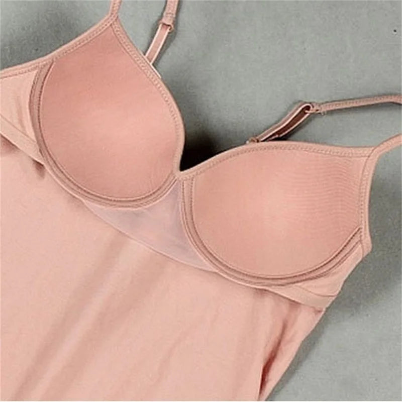 GAOKE Damen Solide Gepolsterter BH Spaghettiträger Camisole Top Weste Weibliches Camisole Mit Integriertem BH 6 Farben