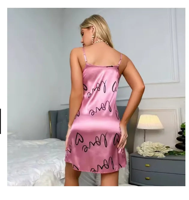 Camisón de satén sexy sin mangas para mujer - Camisón de lencería para dormir