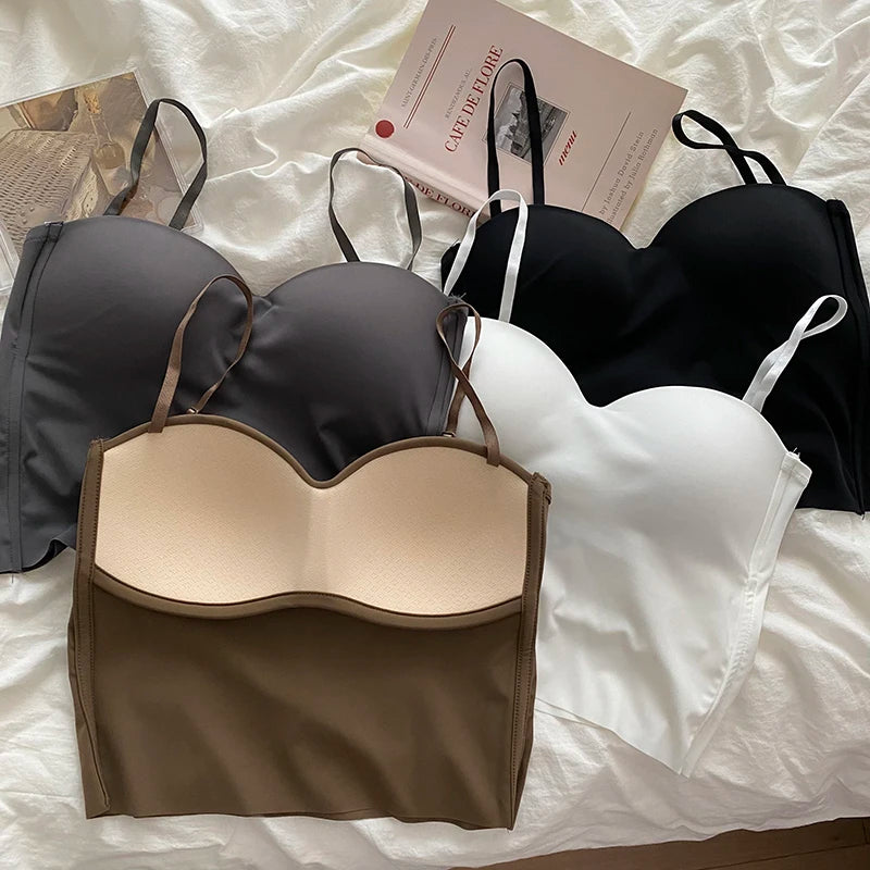 Sujetador deportivo sexy con tirantes dobles y corte fino para chicas atractivas, de color liso, para uso exterior