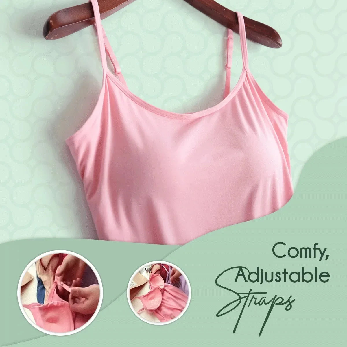 Cami-BH für Damen mit integrierter gepolsterter Weste – rosa Oberteil, ideal für Pyjamas und Homewear