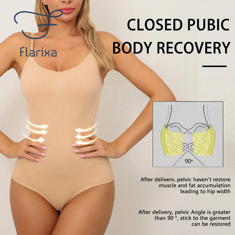Flarixa Plus Size Women's Bodysuit - Slimming Underwear, Open Crotch Shapewear, S-XXXL