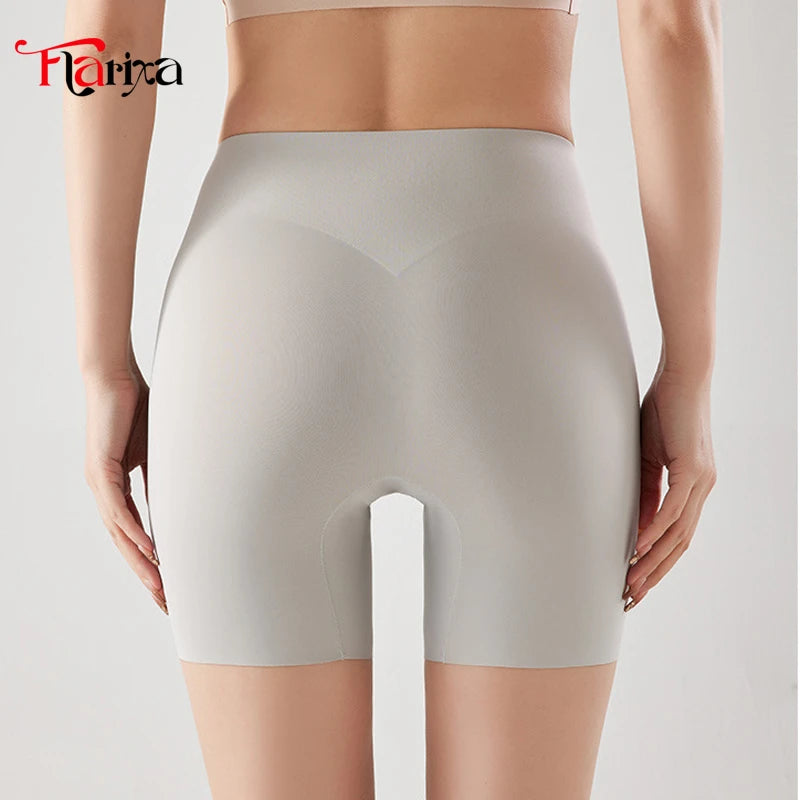 Flarixa Women's Seamless High Waist Boxer Shorts - Ice Silk Underwear for Skirts