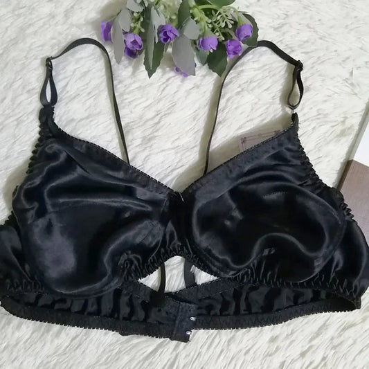 Sujetador push-up ultrafino, transpirable y cómodo de seda helada para mujer - Satén de color puro sin costuras