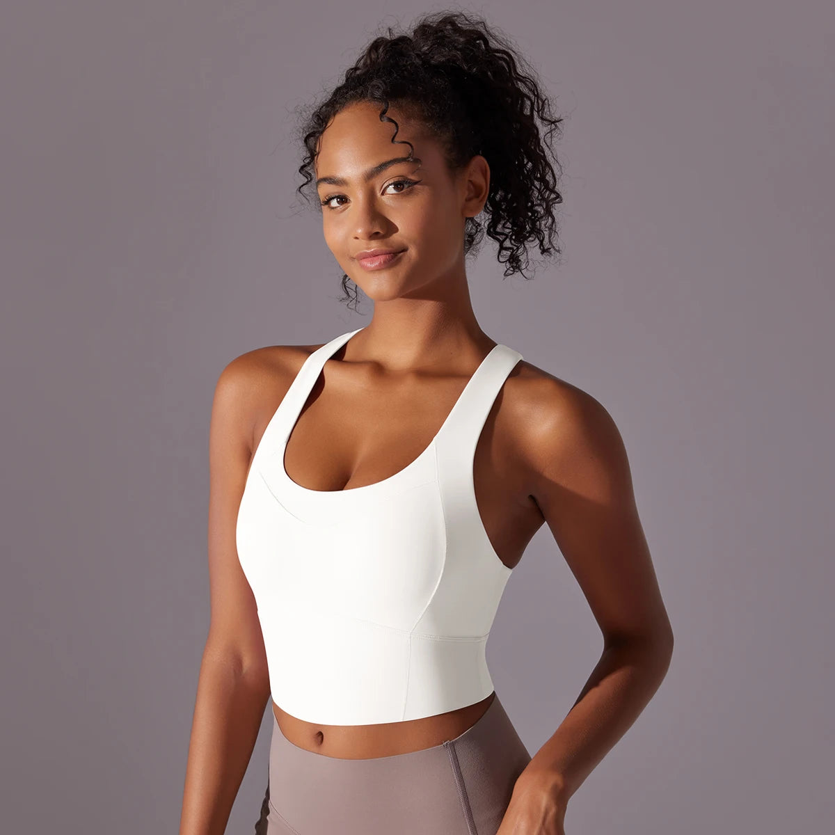 Sexy Damen-Sport-BH-Top aus Nylon – enges, elastisches Fitnessstudio, Yoga-BHs, bauchfreies Top