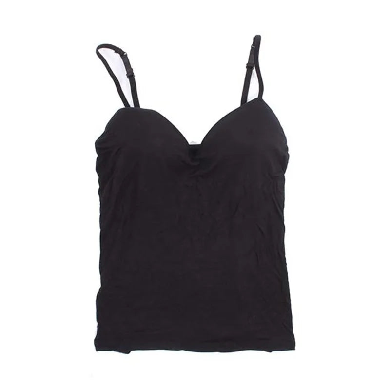 GAOKE Damen Solide Gepolsterter BH Spaghettiträger Camisole Top Weste Weibliches Camisole Mit Integriertem BH 6 Farben