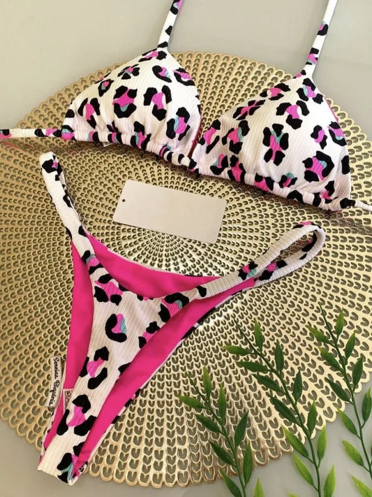 Brasilianisches Tanga-Bikini-Set 2025 mit Kirschen-Print für Damen – Sexy süße Bademode