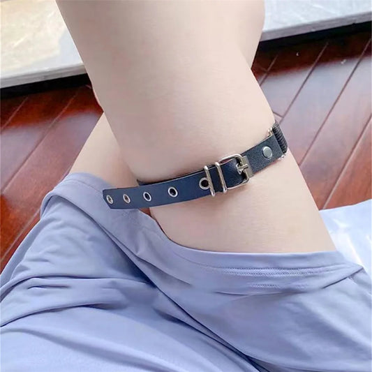 Cosplay Gothic Thigh Garter for Women - Sexy Elastic Leather Belt with Ring Holes