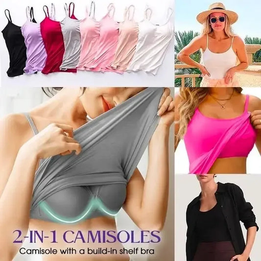 Cami-BH für Damen mit integrierter gepolsterter Weste – rosa Oberteil, ideal für Pyjamas und Homewear