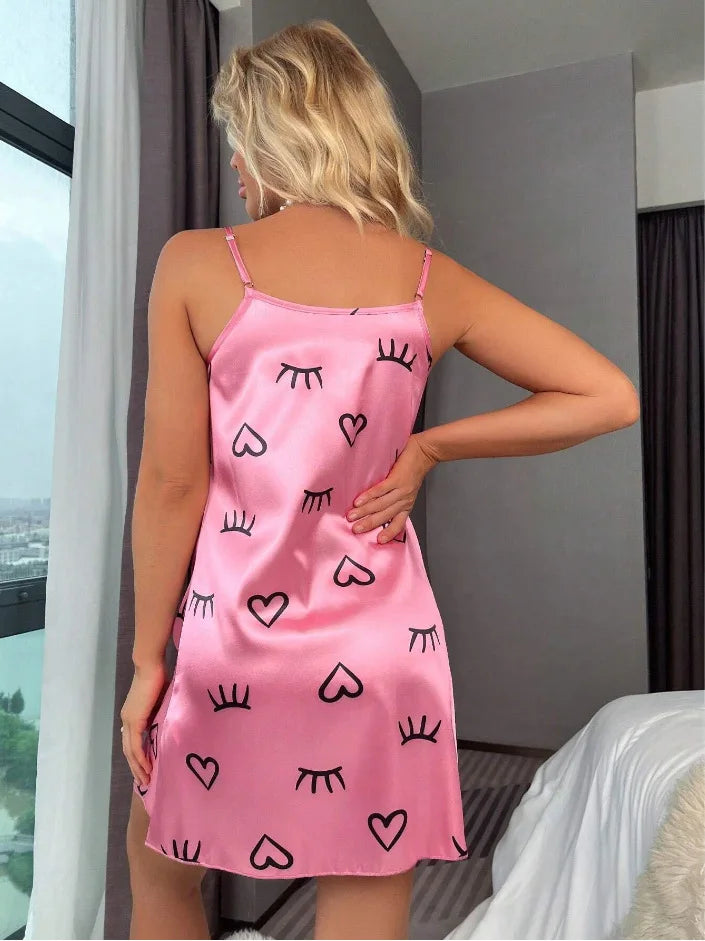 Camisón de satén sexy sin mangas para mujer - Camisón de lencería para dormir