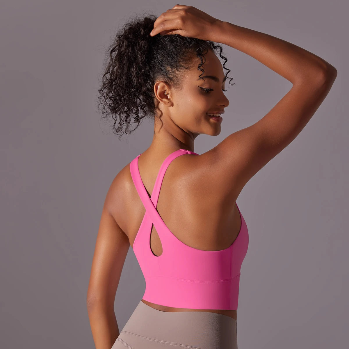 Sexy Damen-Sport-BH-Top aus Nylon – enges, elastisches Fitnessstudio, Yoga-BHs, bauchfreies Top