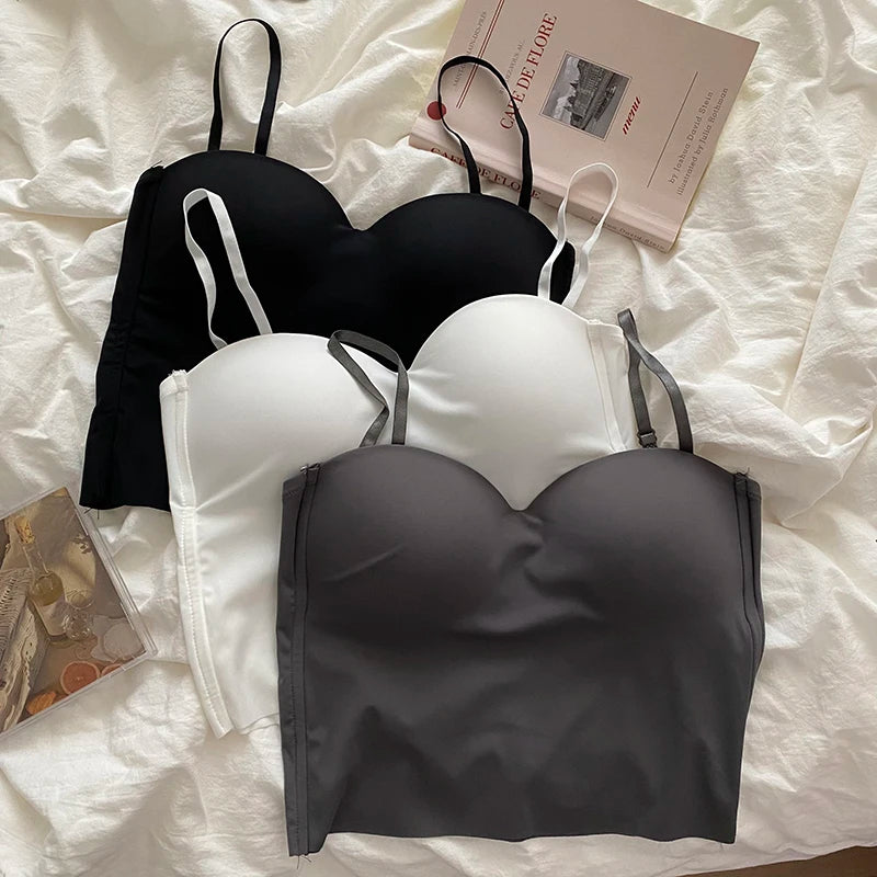 Sujetador deportivo sexy con tirantes dobles y corte fino para chicas atractivas, de color liso, para uso exterior
