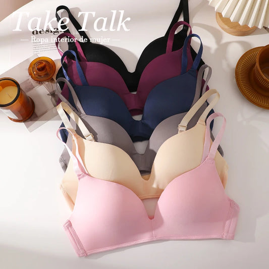 Bralette push-up sin costuras para mujer, suave, sin aros de acero y con tirantes ajustables.