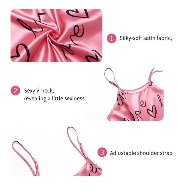 Camisón de satén sexy sin mangas para mujer - Camisón de lencería para dormir