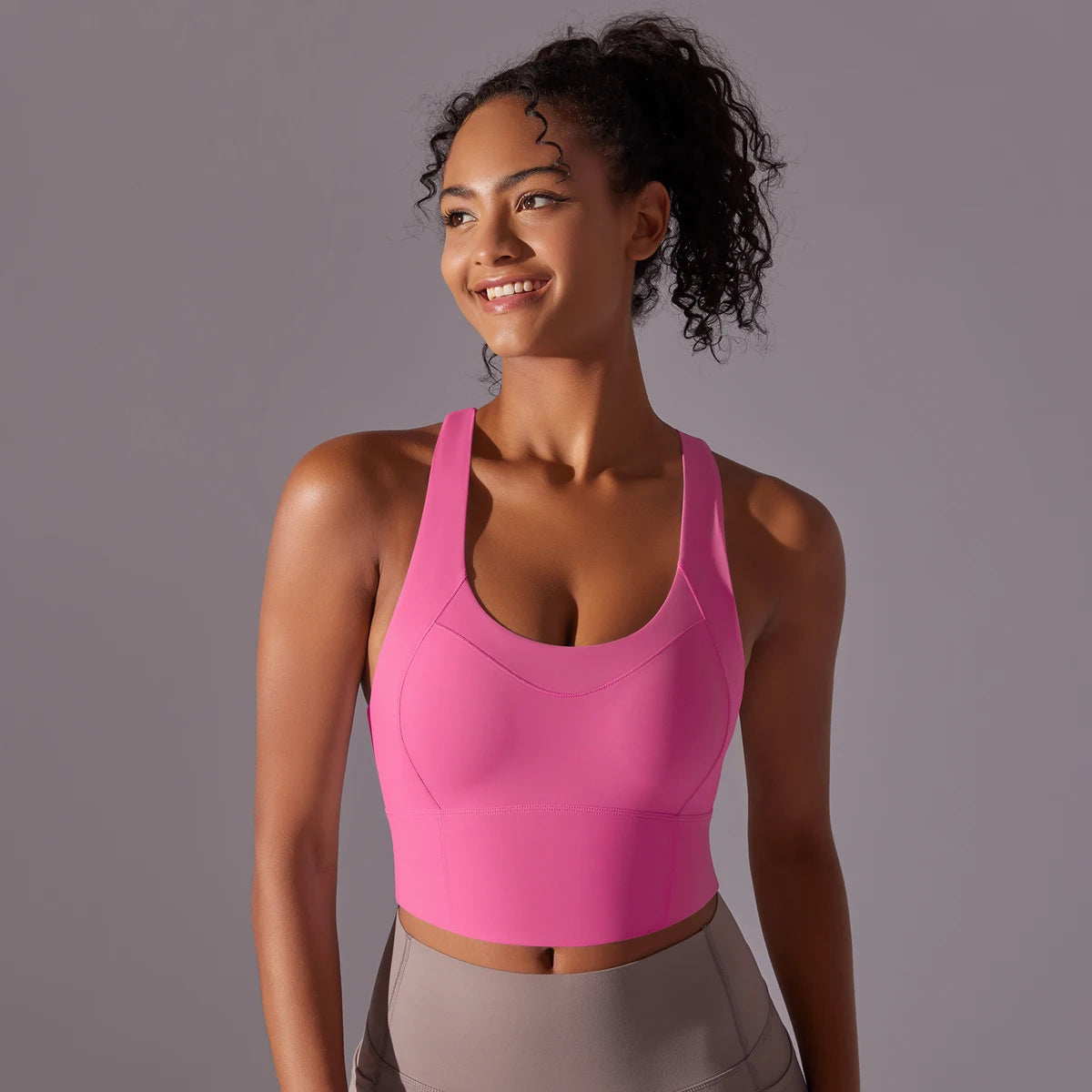 Sexy Damen-Sport-BH-Top aus Nylon – enges, elastisches Fitnessstudio, Yoga-BHs, bauchfreies Top
